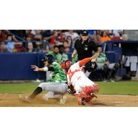 Spokane Indians vs. Eugene Emeralds Play at the Plate