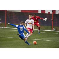 Enzo Martinez of the Charlotte Independence Prepares to Unleash a Shot vs. New York Red Bulls II