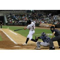 Zack Collins of the Birmingham Barons with a big swing