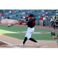 Zack Collins of the Birmingham Barons blasts a homer in the Southern League Home Run Derby